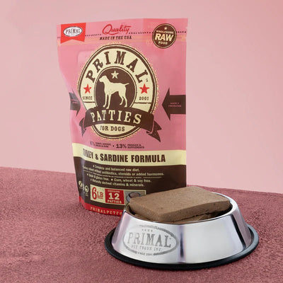 Turkey & Sardine Canine Raw Patties - Frozen Raw Dog Food - Primal Pet Foods