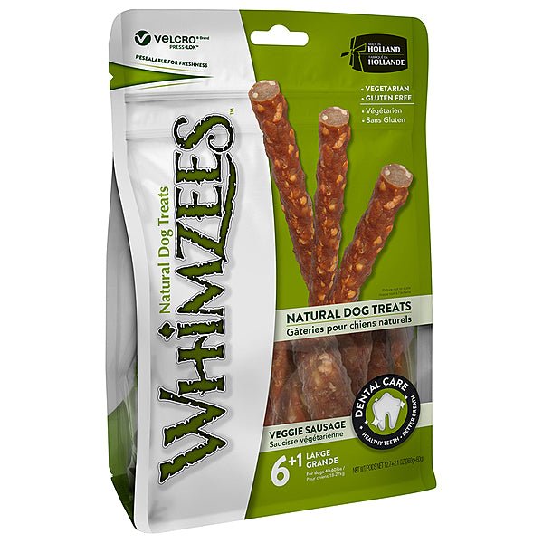 Veggie Sausage Large All Natural Daily Dental Treat for Dogs - Whimzees®