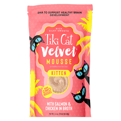 Velvet Mousse GF Kitten Salmon & Chkn (2.4 oz) Wet Cat food - Tiki Cat - PetToba-Tiki Cat