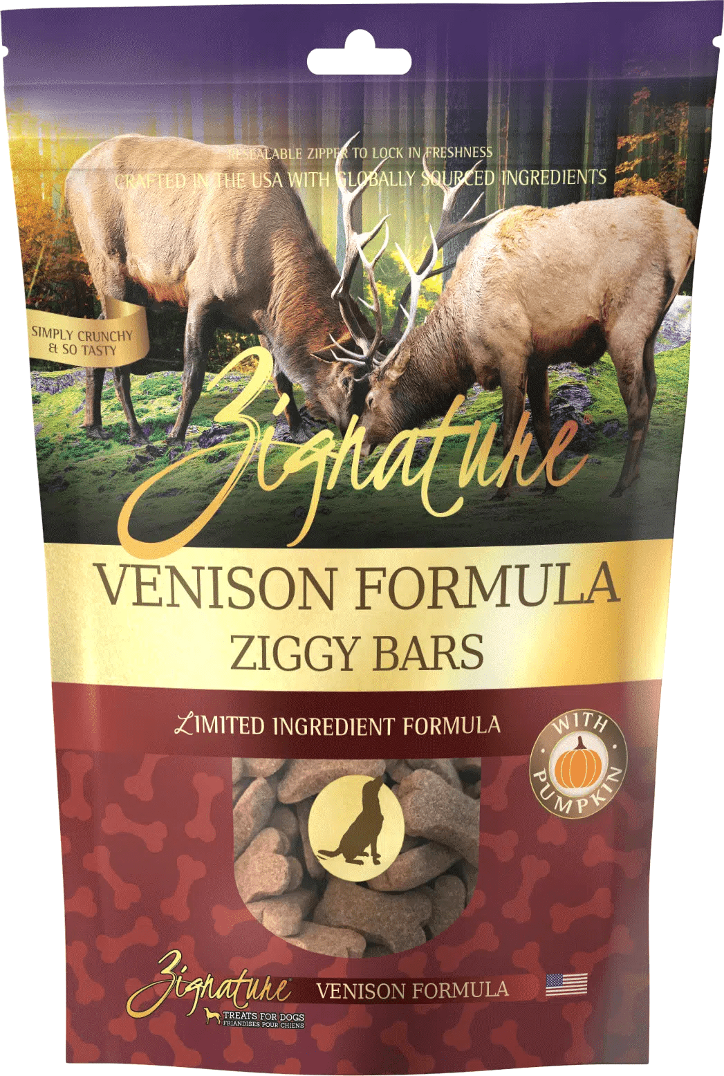 Venison &  Pumpkin Limited Ingredient Ziggy Bar 12 oz - Dog Treats - Zignature