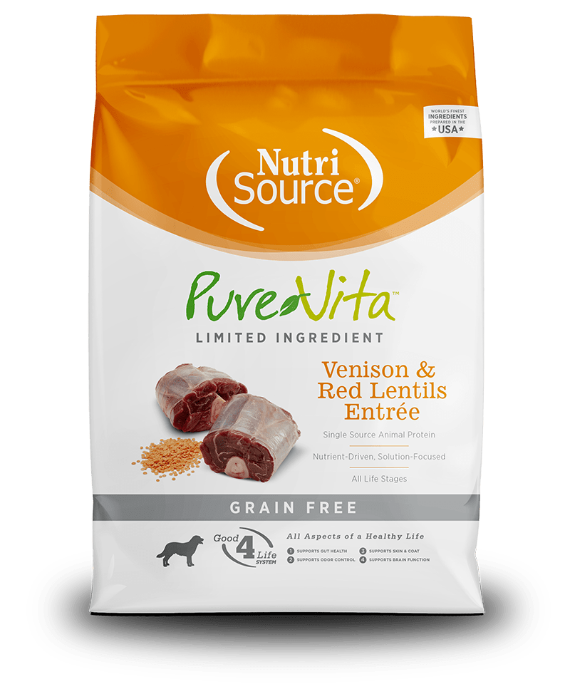 Venison & Red Lentils Entrée Grain Free Limited Ingredient Dog Food-PureVita - NutriSource - Dry Dog Food - PetToba-NutriSource