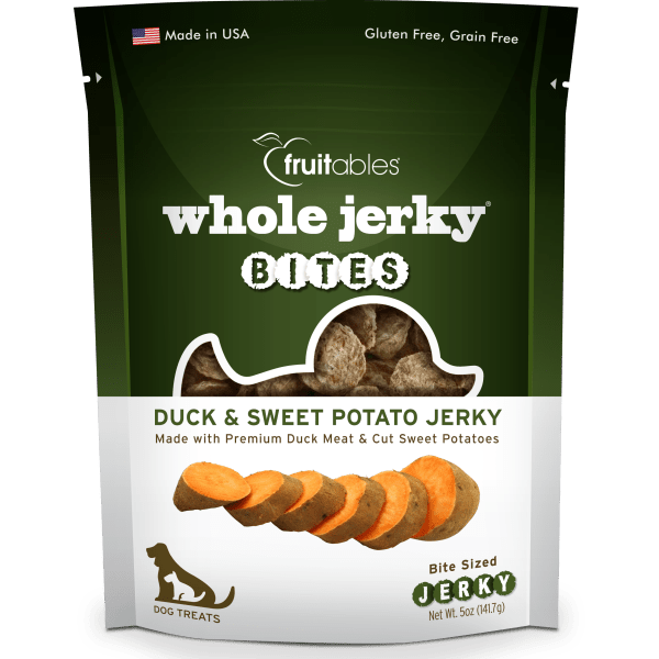 Whole Jerky Bites Duck & Sweet Potato Dog Treats 5 oz (141 g) - Fruitables