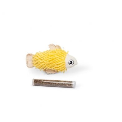 Yellow Fish Cat Toy With Catnip Pocket and 1 Tube 4.5" - Cat Toy - Bud'z